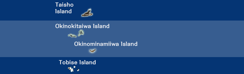 Taisho Island, Okinokitaiwa Island, Okinominamiiwa Island, Tobise Island