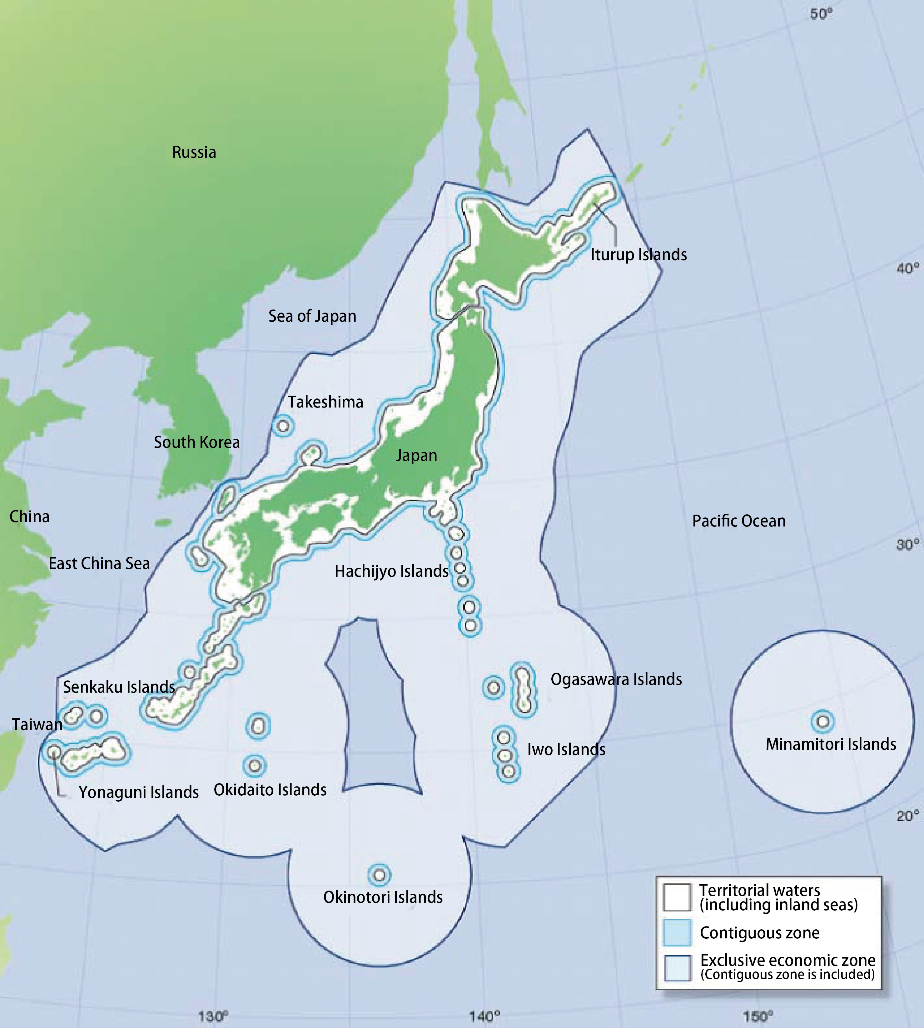 Territorial seas of Japan is about 430,000 km2
