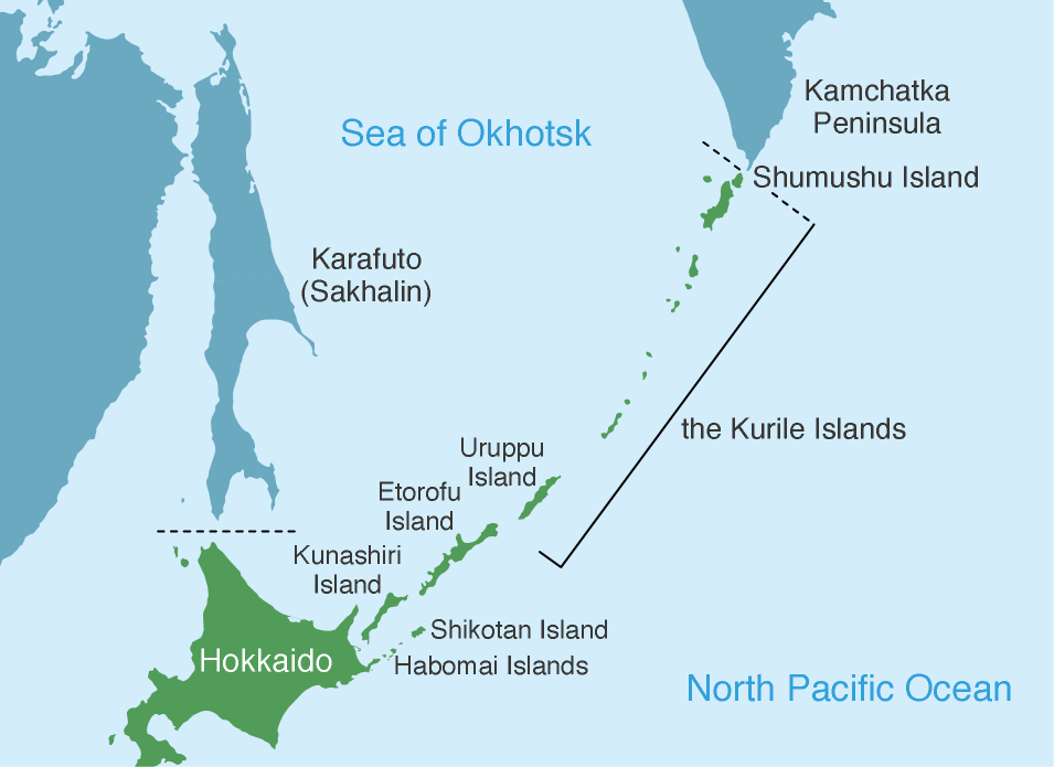 The border based on the Treaty for the Exchange of Sakhalin for the Kurile Islands