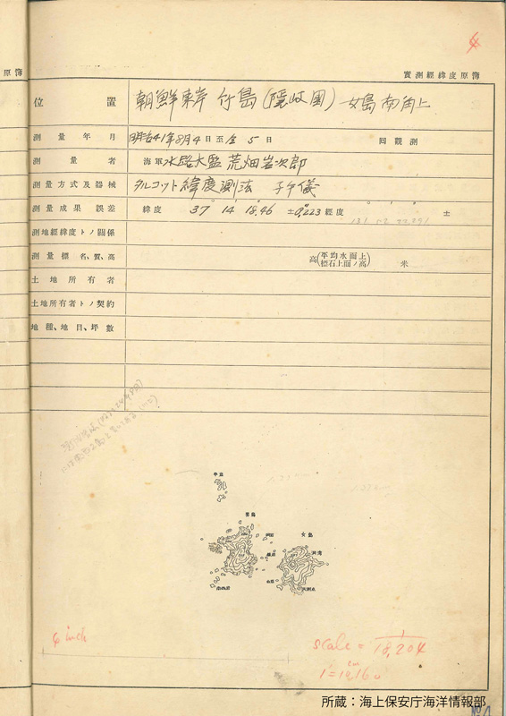 Original Record of Longitude and Latitude Measurement