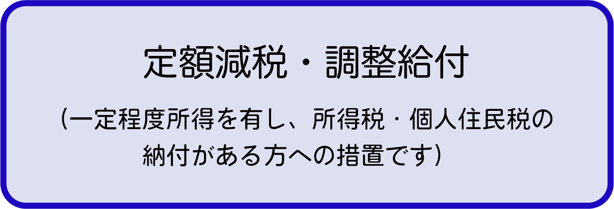 定額減税・調整給付（一定程度所得を有し、所得税・個人住民税の納付がある方への措置となります）